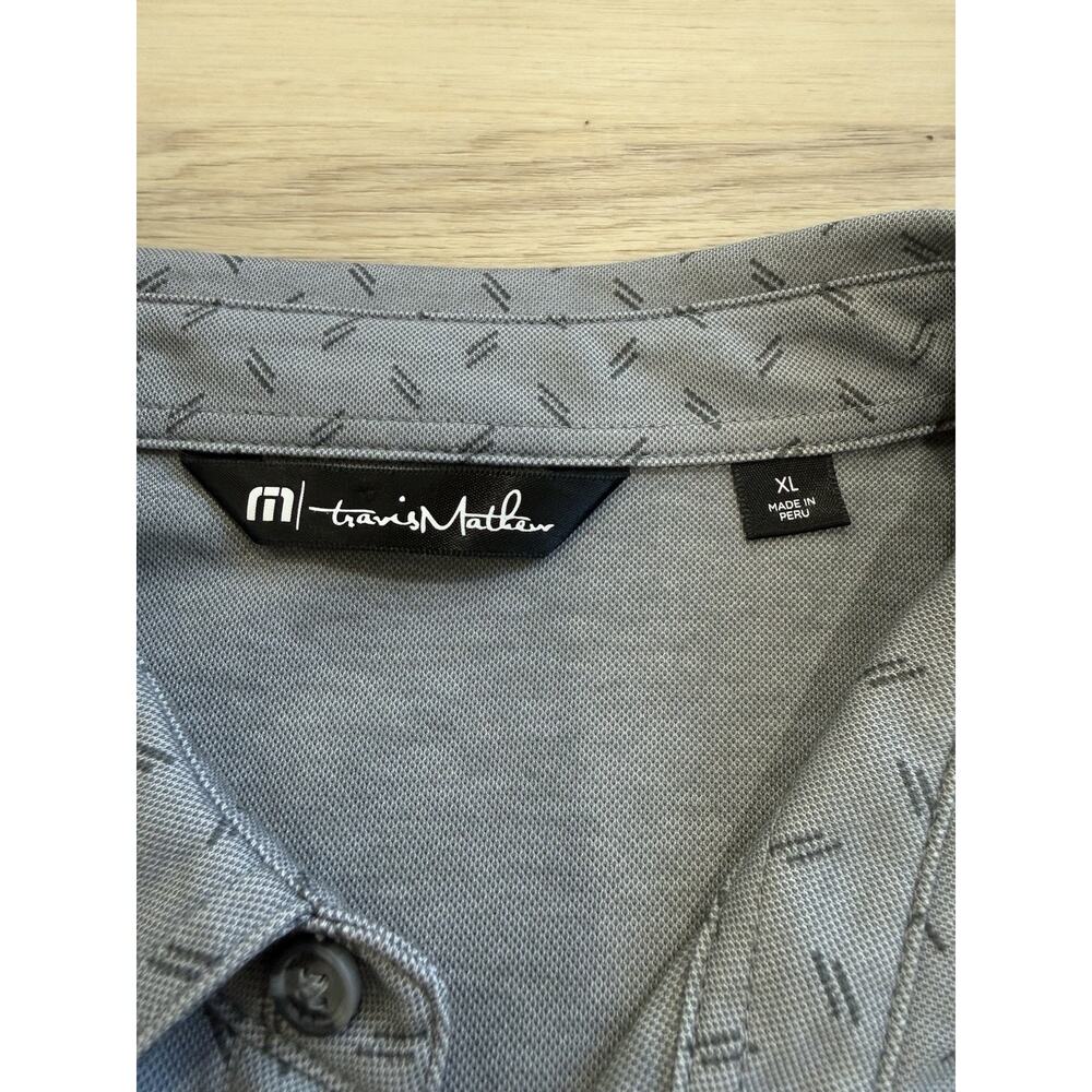 Travis Mathew Short Sleeve Golf Polo Shirt Men's Size XL Gray Geometric - Picture 3 of 8
